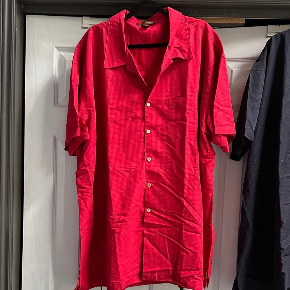 Vibrant Red Casual Button Down Shirt for Men